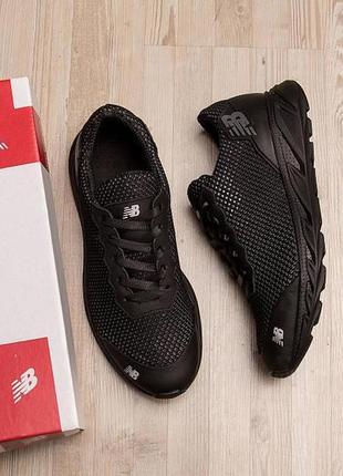 Мужские летние кроссовки сетка new balance black, мужские кеды текстильные черные. мужская обувь9 фото