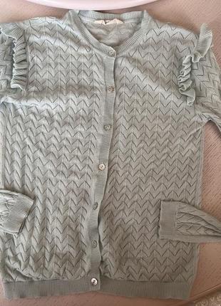Mango кофта кардиган для девочки на пуговичках мятная 152 см, 11-12 лет