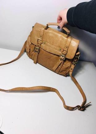 Натуральная кожаная сумка - портфель от topshop
