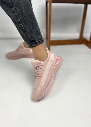Пудра розовые женские спортивные кроссовки тканевые текстильные4 фото