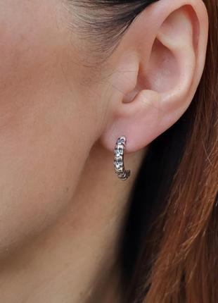 Срібні сережки гвоздики на закрутках черепа без каменів срібло 925 проби чорнене 54033ч 3.50г