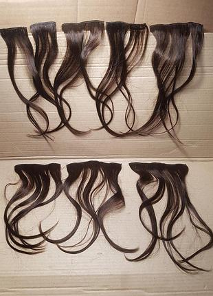 Натуральные волосы для наращивания накладные на заколках ( на зажимах) 35см. набор...