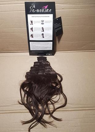 Натуральные волосы для наращивания накладные на заколках ( на зажимах) 35см. набор...