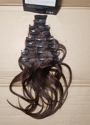 Натуральные волосы для наращивания накладные на заколках ( на зажимах) 35см. набор...