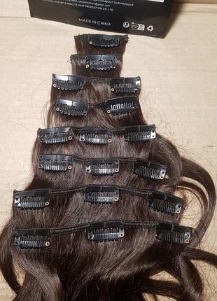 Натуральные волосы для наращивания накладные на заколках ( на зажимах) 35см. набор...
