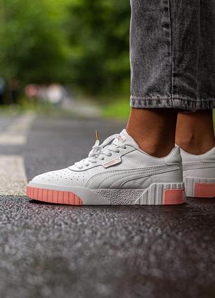 Puma cali remix white pink стильні кросівки пума білі (36-41)💜