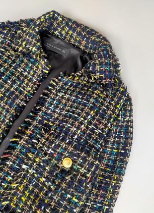 Zara 
пиджак жакет с бахромой твидовый2 фото