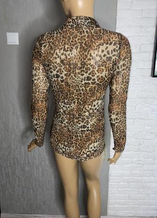 Блуза з люрексом блузка  пліссе сорочка в леопардовий принт tu, l2 фото