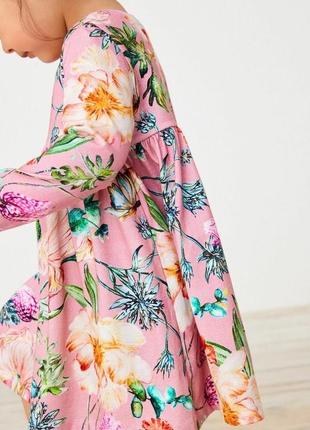 Сукня в квітковий принт з довгими рукавами для дівчинки9 фото