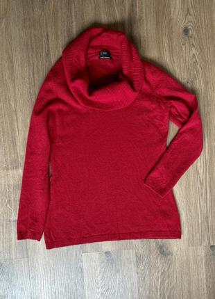Теплая кофточка кофта красная свитер из кашемира кашемир f&amp;f размер l-xl 100% кашемир5 фото