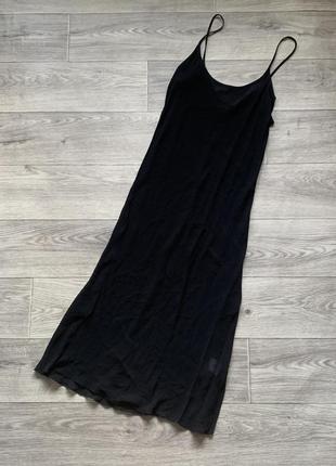 Черное полупрозрачное платье миди