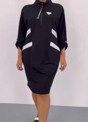 Платье черное на длинный рукав на молнии с карманами качественное стильное трендовое4 фото