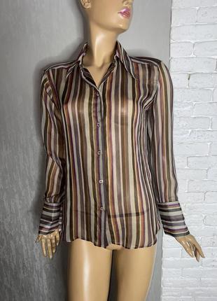 Напівпрозора блуза блузка в полоску zara, m1 фото