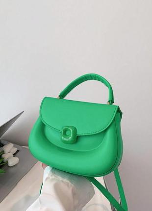 Женская классическая сумка 10276 кросс-боди на ремешке через плечо зеленая4 фото