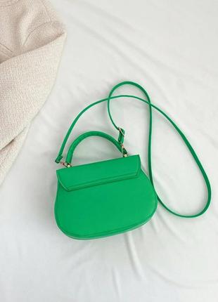 Женская классическая сумка 10276 кросс-боди на ремешке через плечо зеленая9 фото