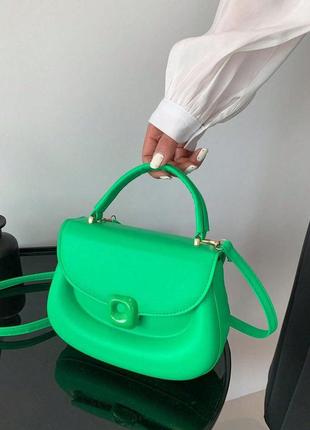 Женская классическая сумка 10276 кросс-боди на ремешке через плечо зеленая3 фото