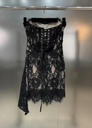 Шикарна мережевна кружевна сукня на корсетній основі2 фото