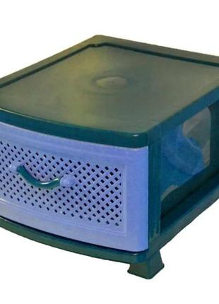 Пластиковый комод, шкафчик, тумбочка органайзер на 1 ящик сірого цвета