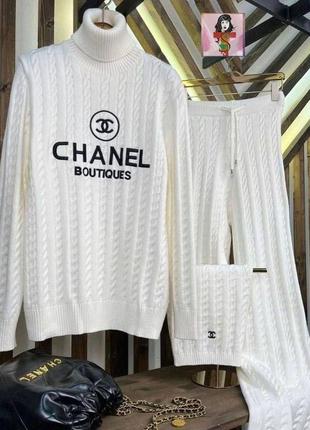 Костюм chanel вязаный белый,черный7 фото