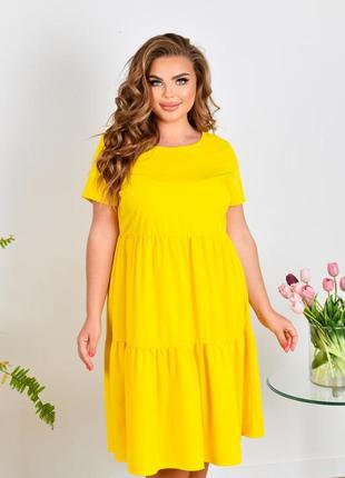 Платье с коротким рукавом 3590, желтое2 фото