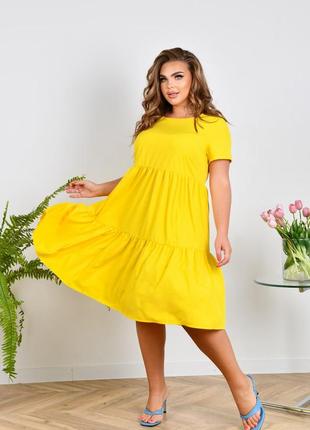 Платье с коротким рукавом 3590, желтое1 фото