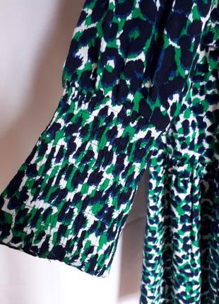 Платье с длинным рукавом в зеленый леопардовый принт next beachwear(размер 14-16)r4 фото