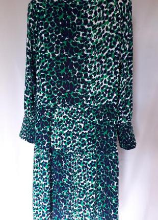 Платье с длинным рукавом в зеленый леопардовый принт next beachwear(размер 14-16)r7 фото