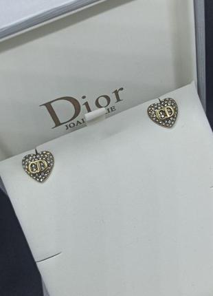 Сережки dior сердечка вінтажні бронза