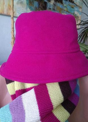 Стильная лиловая шапочка с полями на атласной подкладке/розовая шляпа панама цвета фуксии3 фото