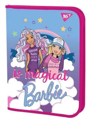 Папка для тетрадей b5 на молнии yes пластиковая barbie