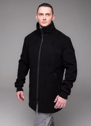 Мужская куртка из кашемира черная повседневная куртка с воротником стойка "city"2 фото