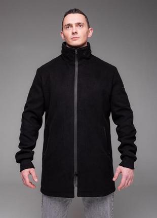 Мужская куртка из кашемира черная повседневная куртка с воротником стойка "city"3 фото