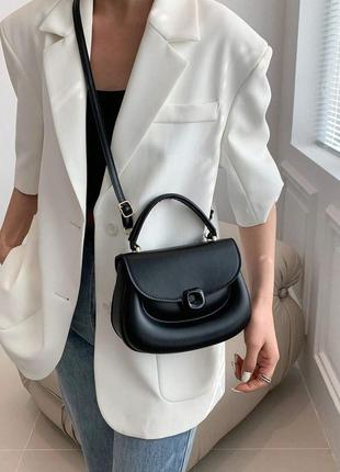 Женская классическая сумка 10276 кросс-боди на ремешке через плечо черная3 фото