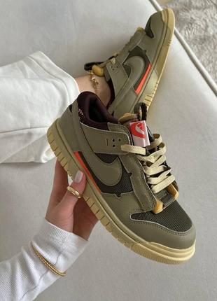 Жіночі кросівки nike air dunk low jumbo medium olive найк данк оливкового кольору2 фото