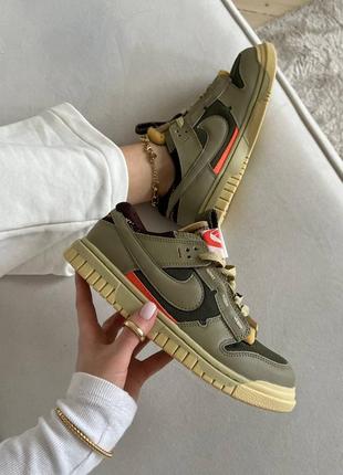 Жіночі кросівки nike air dunk low jumbo medium olive найк данк оливкового кольору