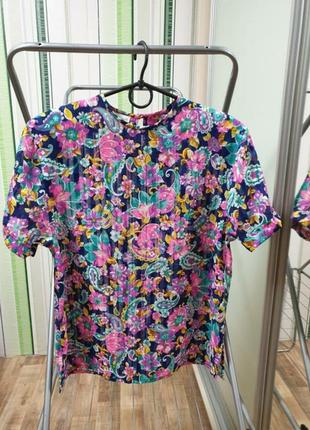 Блуза блузка футболка цветочная абстракция2 фото