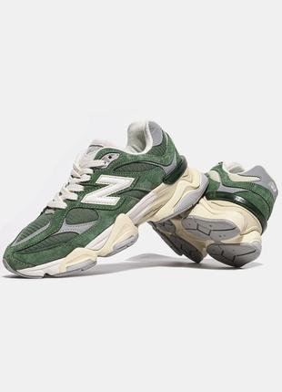 New balance 9060 nori кроссовки зеленые. замш, текстиль