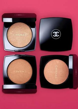 Пудра-хайлайтер для обличчя chanel poudre lumiere highlighting powder 20 — warm gold, прим'яті5 фото