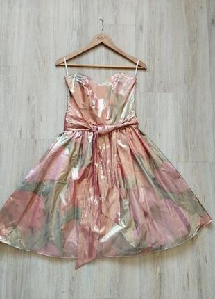 🪷 блестящее, винтажное мини платье с поясом