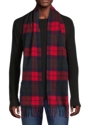 Мегакласний чоловічий жіночий шарф в клітинку темно-синій червоний h&m мужской женский клетка новий