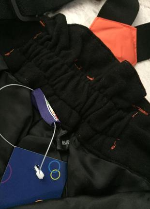 Лыжные штаны на подтяжках цвет оранжевый в паковке4 фото