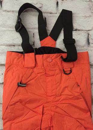 Лыжные штаны на подтяжках цвет оранжевый в паковке7 фото