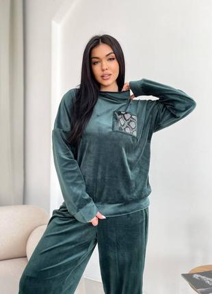 Роскошный велюровый костюм со стразами (большие размеры батал)