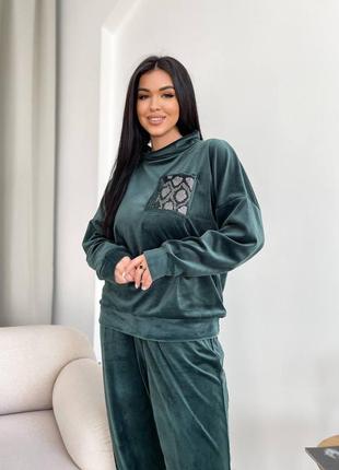 Роскошный велюровый костюм со стразами (большие размеры батал)