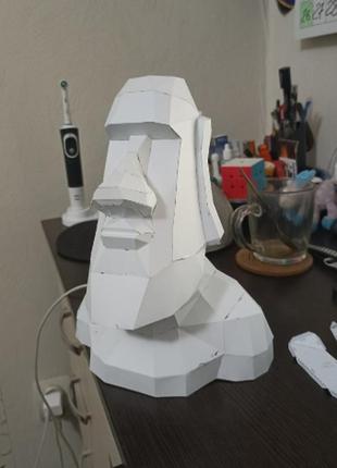 Paperkhan 3d конструктор з картону статуя моаї полігональна скульптура інтер'єрна лоу-полі 24.8 см + подарунок