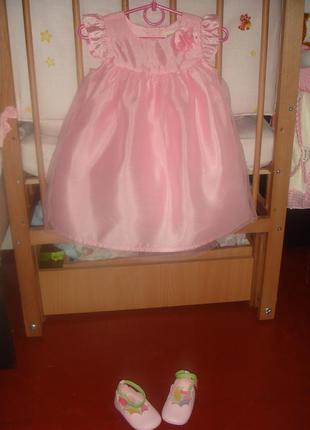 Нарядное платье gymboree, 12-18 мес+  две повязочки.  розовое платье на годик.