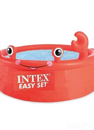Дитячий надувний наливний басейн intex 183х51 см 26100 crab easy set, 885 л, басейн інтенекс4 фото
