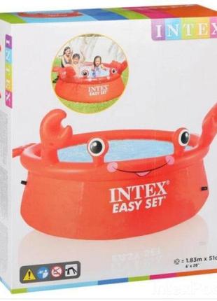 Детский надувной наливной бассейн intex 183х51см 26100 crab easy set, 885л, бассейн интекс3 фото