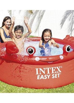 Детский надувной наливной бассейн intex 183х51см 26100 crab easy set, 885л, бассейн интекс