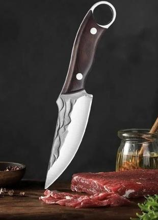 Походний ніж, ніж для полювання, рибацький ніж, ніж для кемпінга та природи, 21 см, нержавіюча сталь, коричневий3 фото